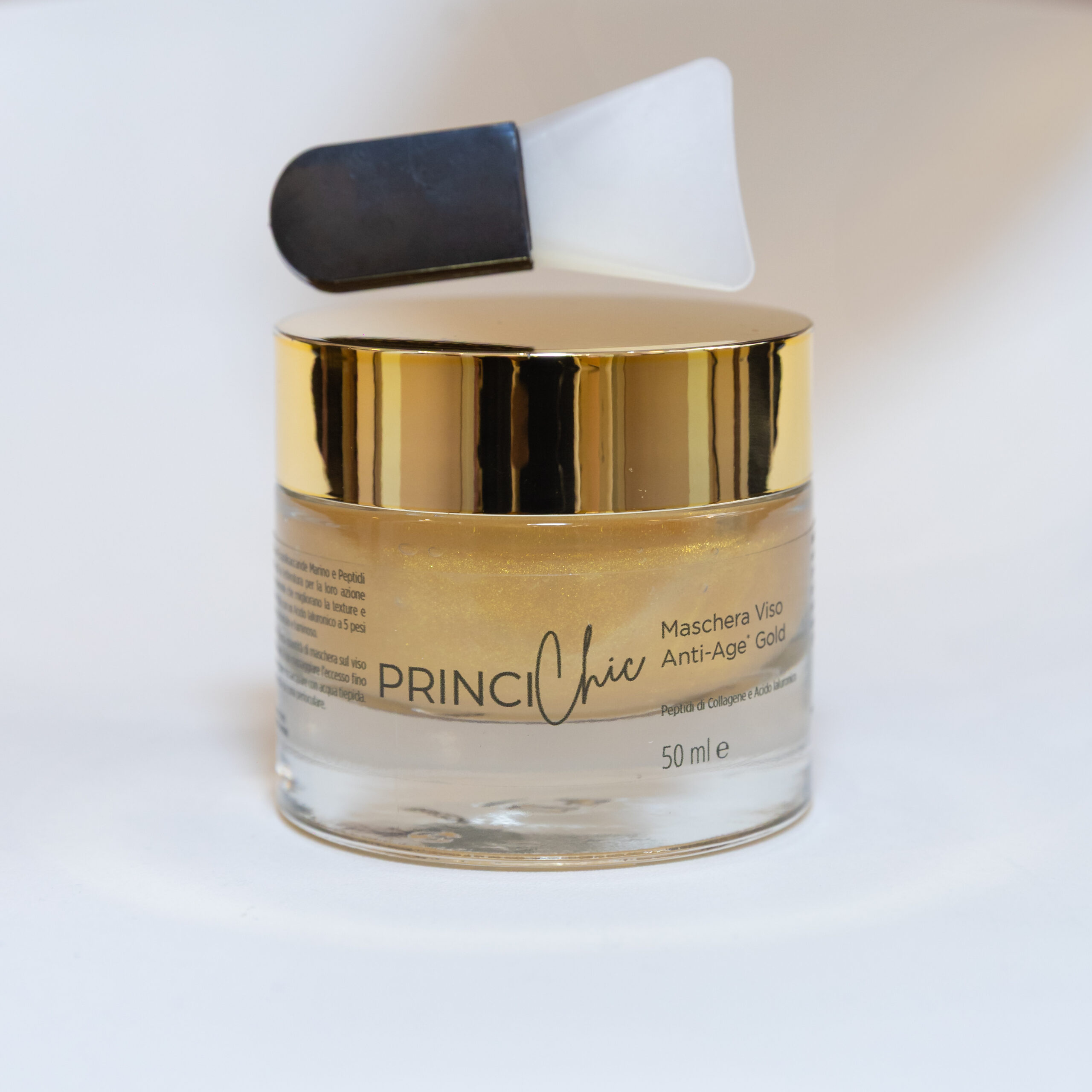 Maschera Viso Anti-age Gold con Peptidi di Collagene e Acido Ialuronico